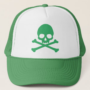 Groene Eenvoudige schedel en kruisgraten Klassieke Trucker Pet