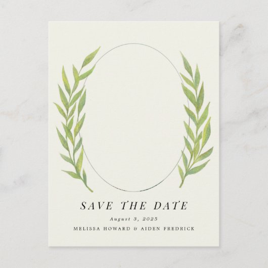 Groene Eenvoudige tak Verloving Foto opslaan van d Briefkaart (Voorkant)