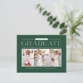Groene Eenvoudige Typografie Foto Collage Afstudee Briefkaart (Staand voorkant)