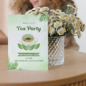 Groene Eenvoudige Waterverf Tea Party Uitnodiging