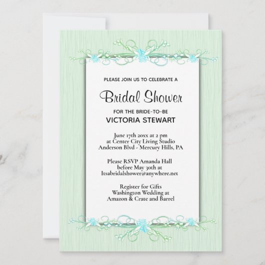 Groene EenvoudigheidsBridal Uitnodiging (Voorkant)