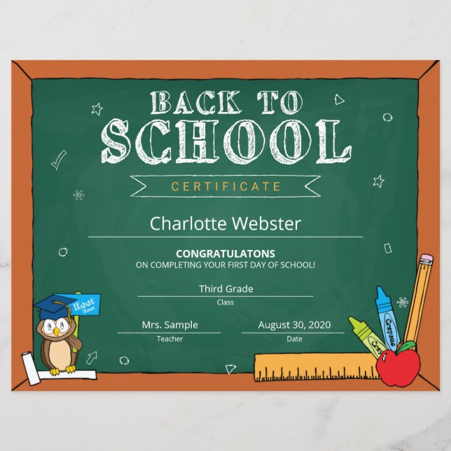 Groene eerste dag voorschoolse inschrijving Terug  (Voorkant)