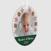 Groene Eerste Kerstmis Baby Foto Gingerbread Boy Ornament (voorkant)