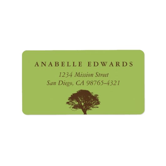 Groene eeuwige eik boom envelop afdichting adres etiket (Voorkant)