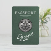Groene Egyptische Paspoort Trouw Save the Date (Staand voorkant)