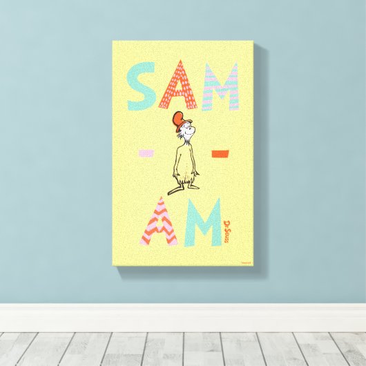 Groene eieren en am | Sam-I-Am Canvas Afdruk (Insitu (Houten vloer))