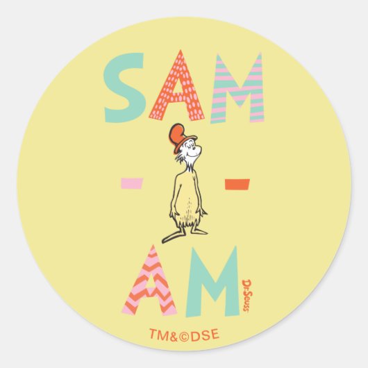 Groene eieren en am | Sam-I-Am Ronde Sticker (Voorkant)