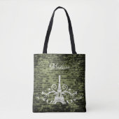 Groene Eiffel Tower Grunge Canvas tas (Voorkant)