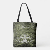 Groene Eiffel Tower Grunge Canvas tas (Achterkant)