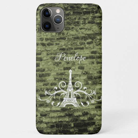 Groene Eiffel Tower Grunge Hoesje-Mate iPhone Case (Achterkant)