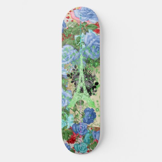 Groene Eiffeltoren op collage Persoonlijk Skateboard (Voorkant)