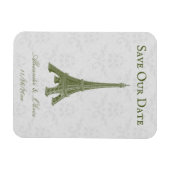 Groene Eiffeltower Damask bespaart de Date Magnet Magneet (Horizontaal)