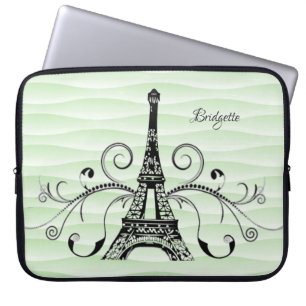 Groene Eiffeltower - Vlurdige laptophoes Laptop Sleeve