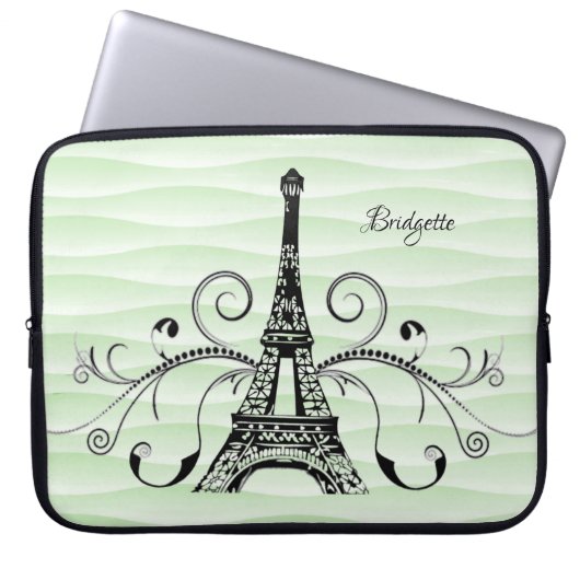 Groene Eiffeltower - Vlurdige laptophoes Laptop Sleeve (Voorkant)