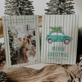  groene eigenzinnige hand getrokken kerstboom feestdagenkaart