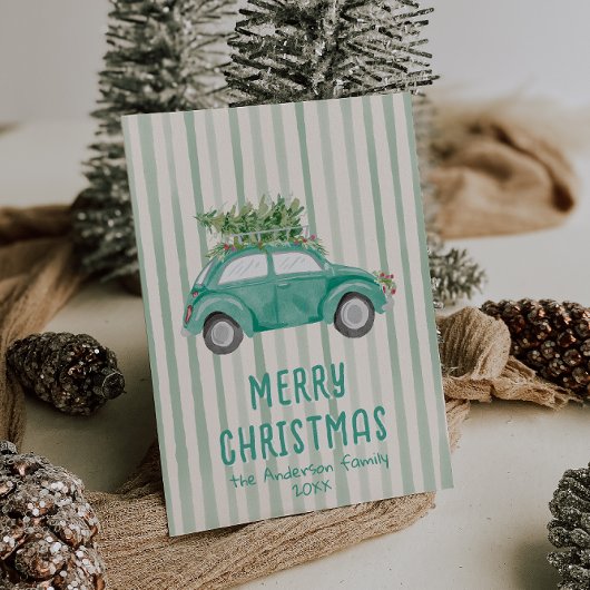 groene eigenzinnige hand getrokken kerstboom feestdagenkaart