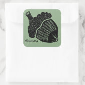 Groene Eikel Houtsnede Vierkante Sticker (Tas)