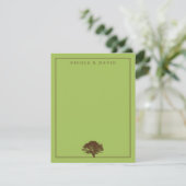 Groene eikenboom gepersonaliseerde koppel dank je  kaart (Staand voorkant)