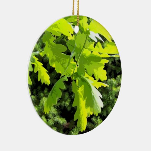 Groene eikenboombladeren keramisch ornament (Rechts)