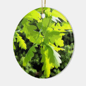 Groene eikenboombladeren keramisch ornament (Links)