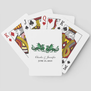 Groene Elegant Dragons die Kaarten spelen
