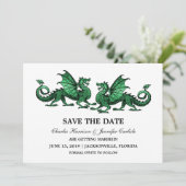 Groene Elegant Dragons sparen de Datum uitnodigen Save The Date (Staand voorkant)