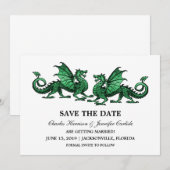 Groene Elegant Dragons sparen de Datum uitnodigen Save The Date (Voorkant / Achterkant)
