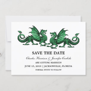 Groene Elegant Dragons sparen de Datum uitnodigen Save The Date