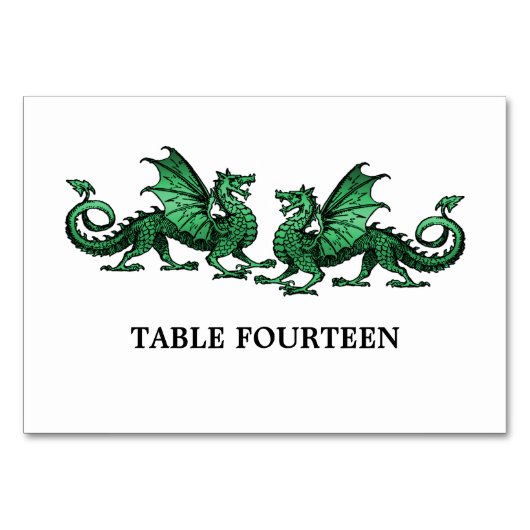 Groene Elegant Dragons Table Kaart (Voorkant)