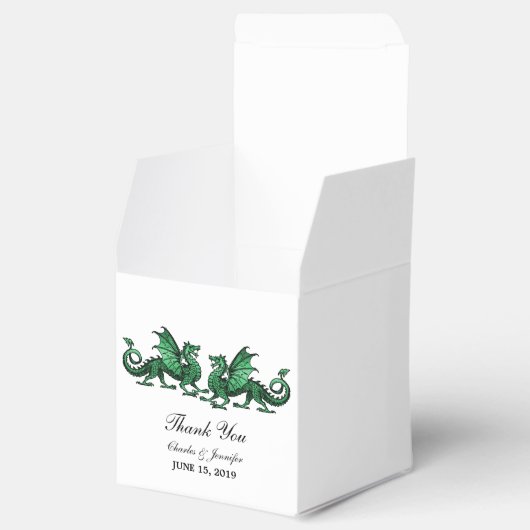 Groene Elegant Dragons Wedding Favor Boxes Bedankdoosjes (Geopend)