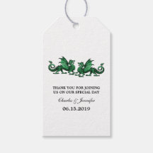 Groene Elegant Dragons Wedding Gift Labels