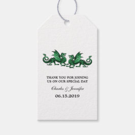 Groene Elegant Dragons Wedding Gift Labels Cadeaulabel