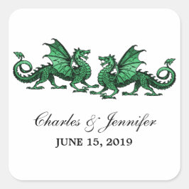 Groene Elegant Dragons Wedding Stickers