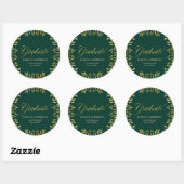 Groene Elegant Faux Gold Leaves Afstuderen Ronde Sticker (Vel)