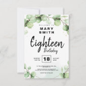 Groene Elegant Floral Modern 18e verjaardag achtti Bedankkaart (Voorkant)