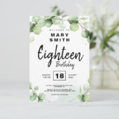 Groene Elegant Floral Modern 18e verjaardag achtti Bedankkaart (Staand voorkant)