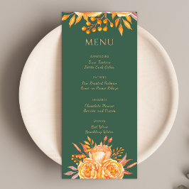 Groene Elegant Floral Modern Rustic Floral Wedding Menu
