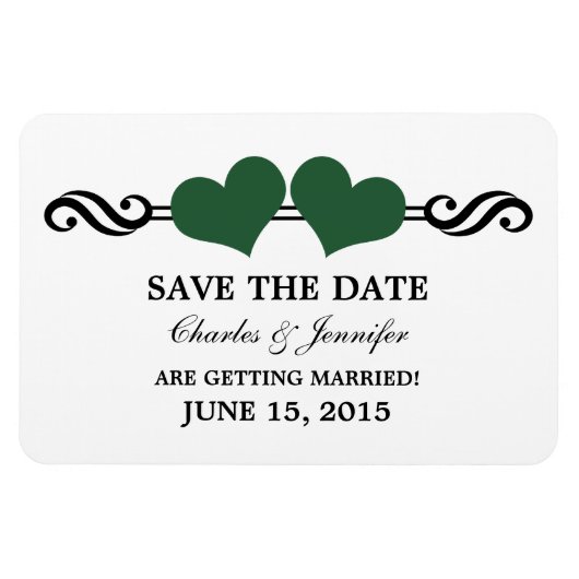 Groene Elegant Hearts sparen de Magnet van de Datu Magneet (Horizontaal)