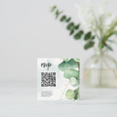 Groene Elegant Moderne Eenvoudige QR Code Weddensc Informatiekaartje (Staand voorkant)