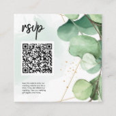 Groene Elegant Moderne Eenvoudige QR Code Weddensc Informatiekaartje (Voorkant)