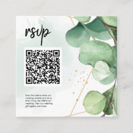 Groene Elegant Moderne Eenvoudige QR Code Weddensc Informatiekaartje