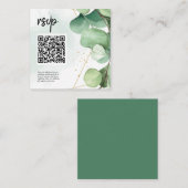 Groene Elegant Moderne Eenvoudige QR Code Weddensc Informatiekaartje (Voorkant / Achterkant)