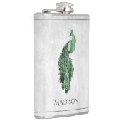 Groene Elegant Peacock Flask Heupfles (Rechts)