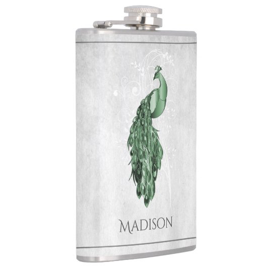 Groene Elegant Peacock Flask Heupfles (Rechts)