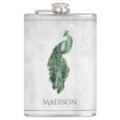 Groene Elegant Peacock Flask Heupfles (Voorkant)