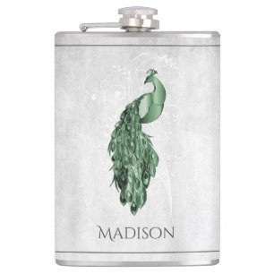 Groene Elegant Peacock Flask Heupfles