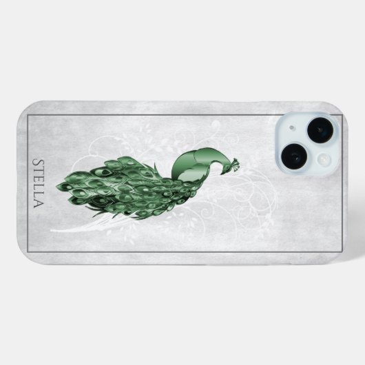 Groene Elegant Peacock - Gepersonaliseerd Case-Mate iPhone Case (Achterkant (horizontaal))