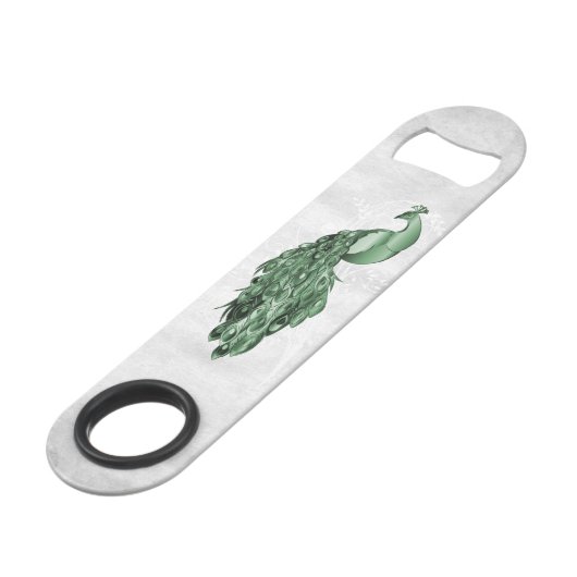 Groene Elegant Peacock Persoonlijke balk Speed Flessenopener (Achterkant Gekanteld)