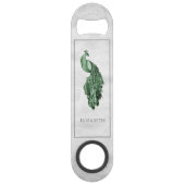 Groene Elegant Peacock Persoonlijke balk Speed Flessenopener (Voorkant)