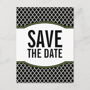 Groene Elegant Quatrefoil sparen het Briefkaart va